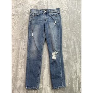 J.J. Joes Jean Women Sz 24 Blue Mid Rise Skinny Stretch Whiskered Distressed